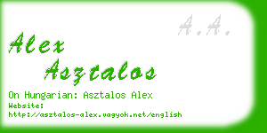 alex asztalos business card